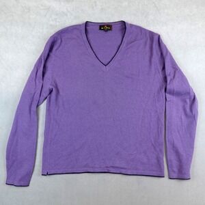 Etro Milano Sweater 100% Cashmere Mens Size Large Purple V Neck
